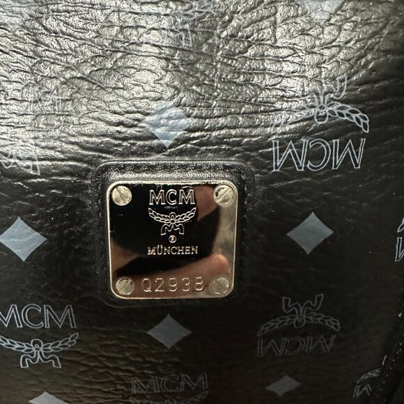 MCM Black Visetos Tote Bag w/ small Pouch - Picture 3 of 16